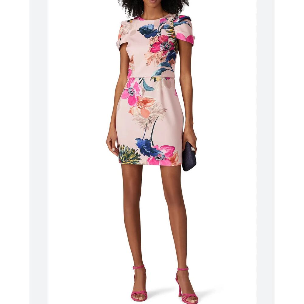 Trina Turk Talise Short Sleeve Floral Sheath Special Occasion Dress Size 6